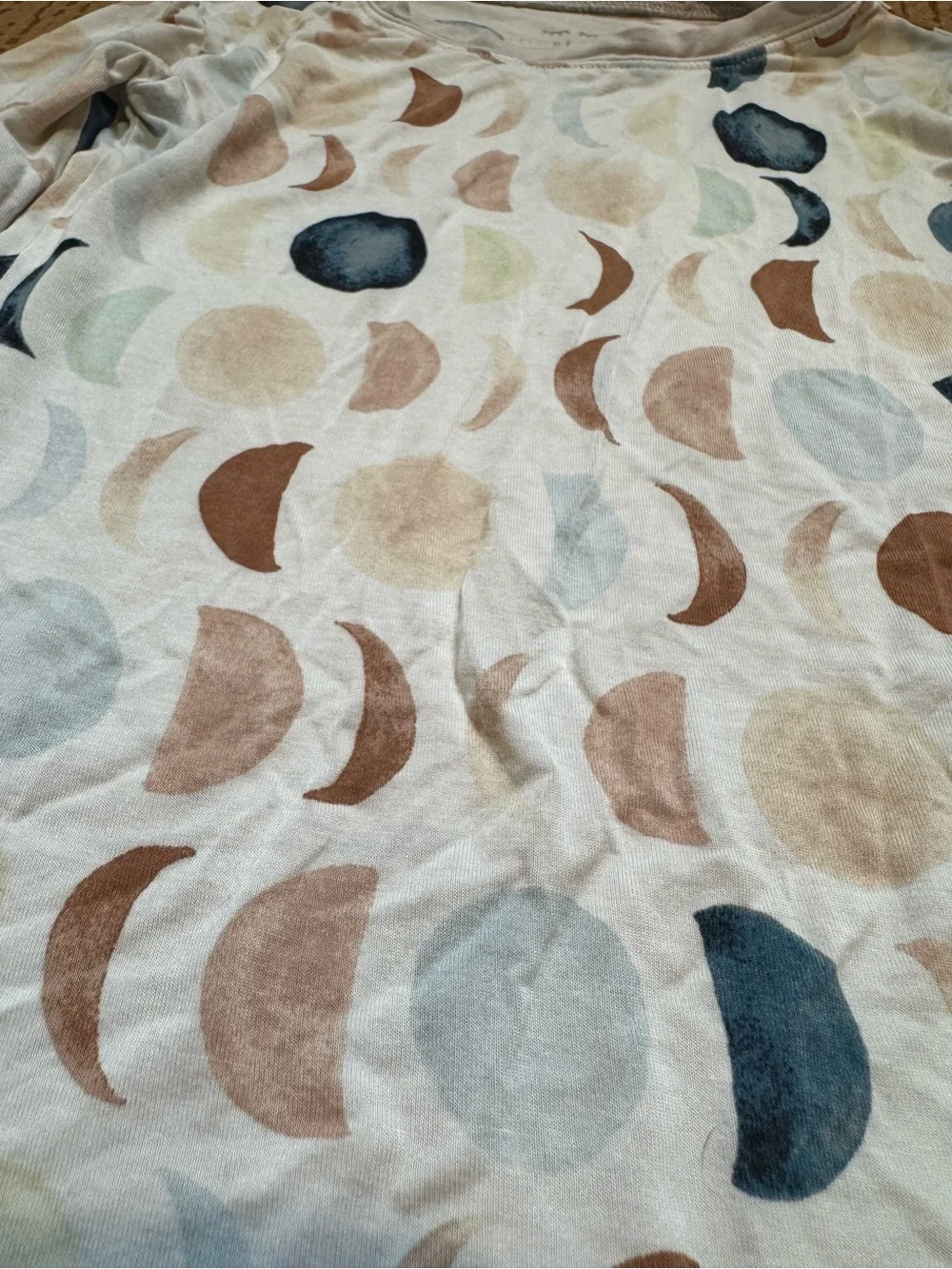 Kids Long Sleeve Moon Pattern Pajama Set - Neutral Tones